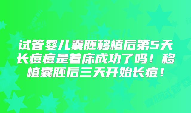 试管婴儿囊胚移植后第5天长痘痘是着床成功了吗！移植囊胚后三天开始长痘！