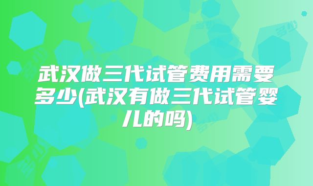 武汉做三代试管费用需要多少(武汉有做三代试管婴儿的吗)