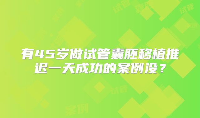 有45岁做试管囊胚移植推迟一天成功的案例没?
