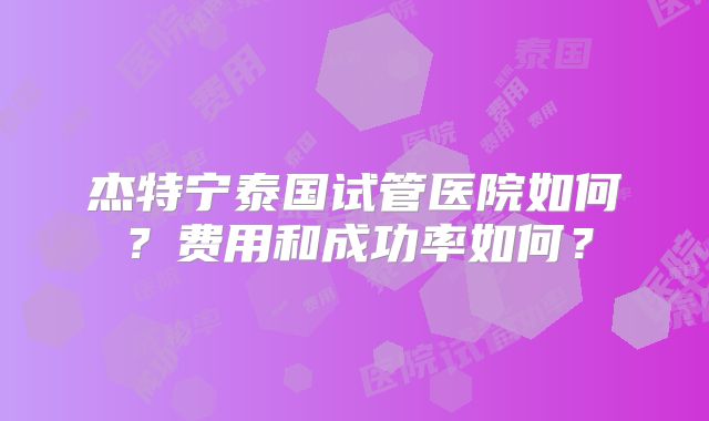 杰特宁泰国试管医院如何?费用和成功率如何?