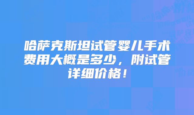 哈萨克斯坦试管婴儿手术费用大概是多少,附试管详细价格!