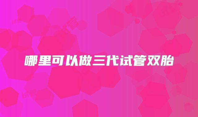 哪里可以做三代试管双胎