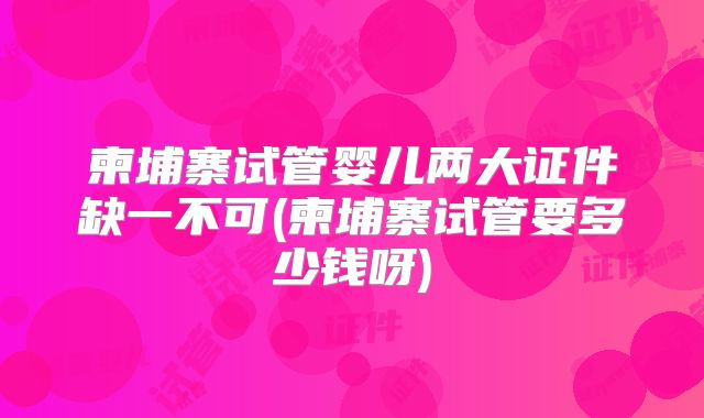 柬埔寨试管婴儿两大证件缺一不可(柬埔寨试管要多少钱呀)