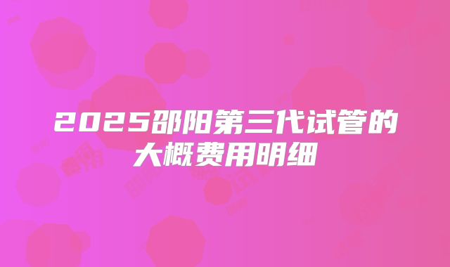 2025邵阳第三代试管的大概费用明细