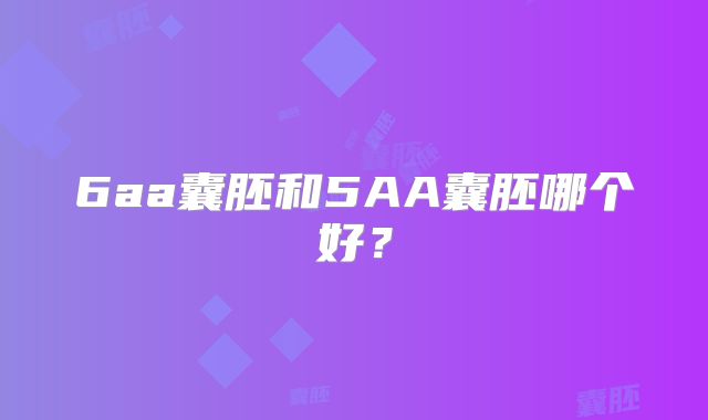 6aa囊胚和5AA囊胚哪个好?