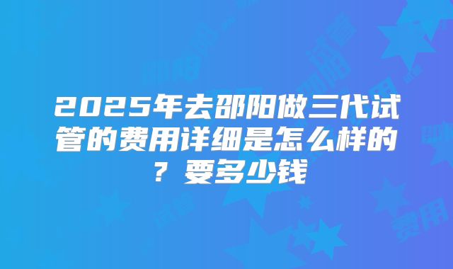 2025年去邵阳做三代试管的费用详细是怎么样的?要多少钱