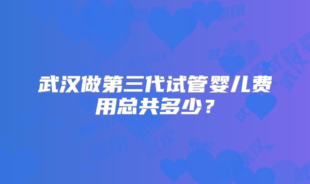 武汉做第三代试管婴儿费用总共多少?