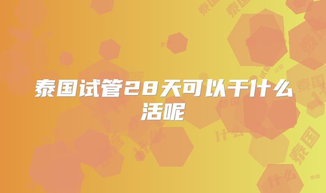 泰国试管28天可以干什么活呢