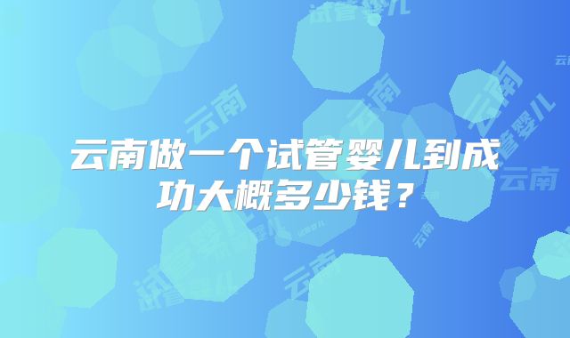 云南做一个试管婴儿到成功大概多少钱？
