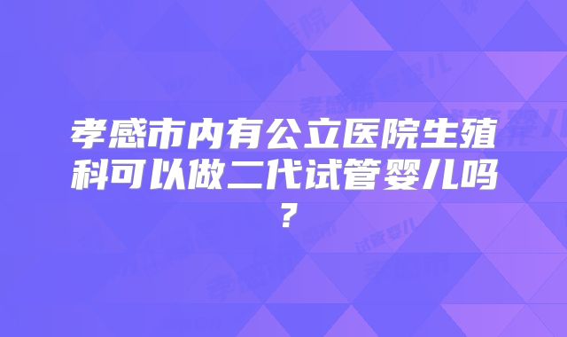 孝感市内有公立医院生殖科可以做二代试管婴儿吗?