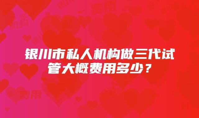 银川市私人机构做三代试管大概费用多少？