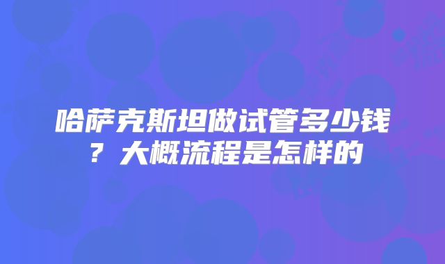 哈萨克斯坦做试管多少钱？大概流程是怎样的