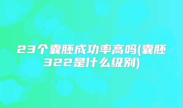 23个囊胚成功率高吗(囊胚322是什么级别)