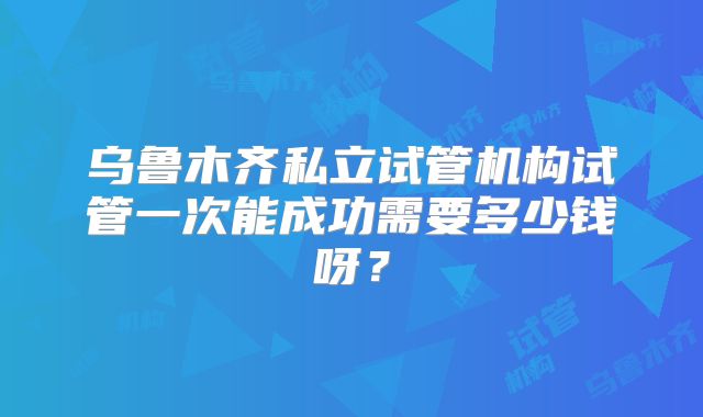 乌鲁木齐私立试管机构试管一次能成功需要多少钱呀？