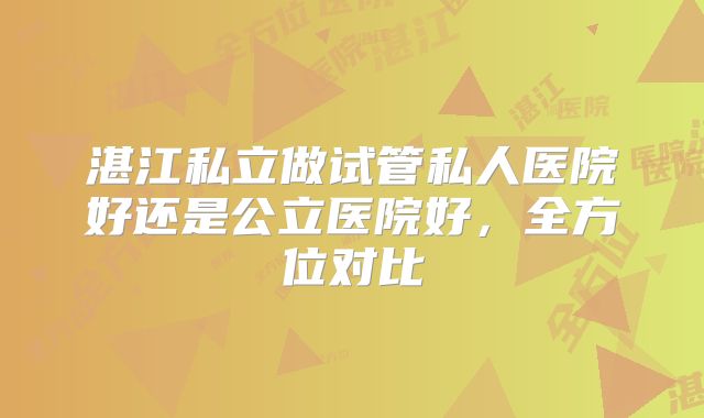 湛江私立做试管私人医院好还是公立医院好,全方位对比