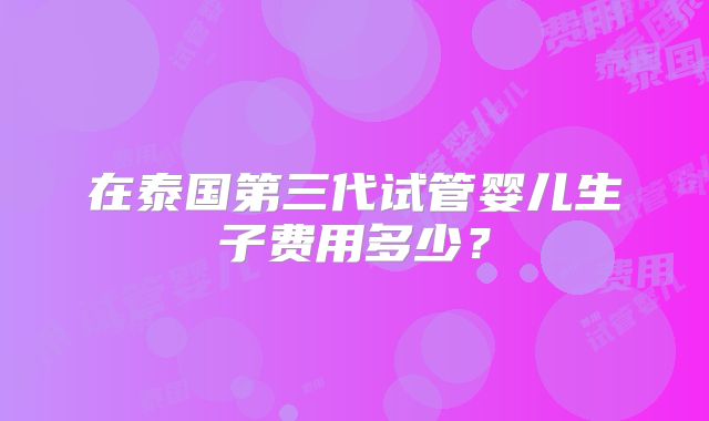 在泰国第三代试管婴儿生子费用多少？