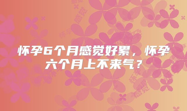 怀孕6个月感觉好累,怀孕六个月上不来气?