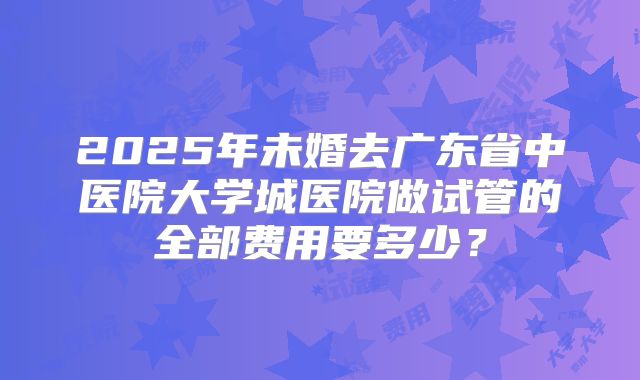 2025年未婚去广东省中医院大学城医院做试管的全部费用要多少?
