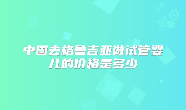 中国去格鲁吉亚做试管婴儿的价格是多少