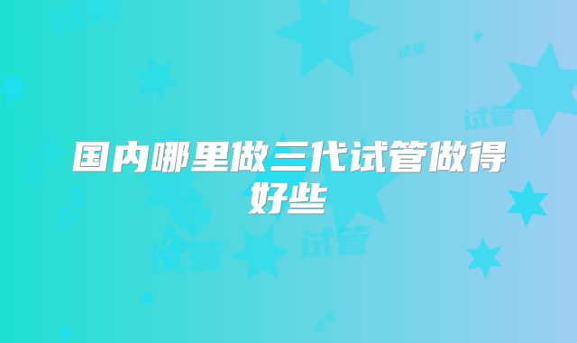 国内哪里做三代试管做得好些