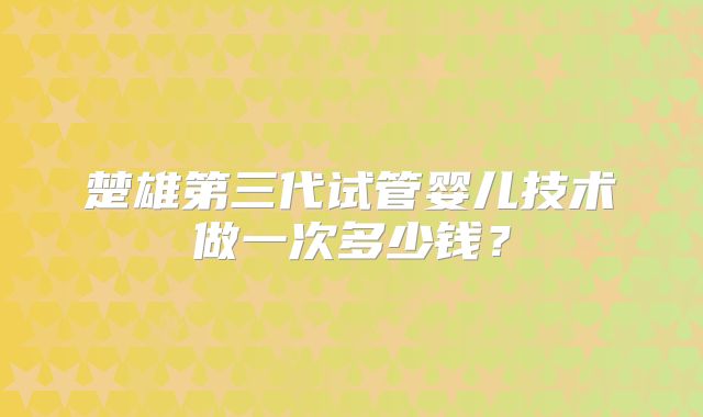 楚雄第三代试管婴儿技术做一次多少钱？