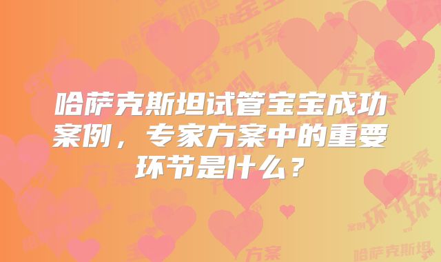 哈萨克斯坦试管宝宝成功案例,专家方案中的重要环节是什么?