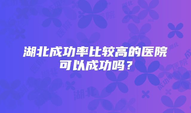 湖北成功率比较高的医院可以成功吗?