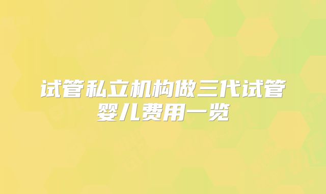 试管私立机构做三代试管婴儿费用一览