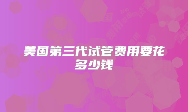 美国第三代试管费用要花多少钱