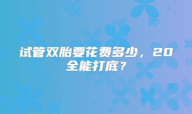 试管双胎要花费多少,20全能打底?