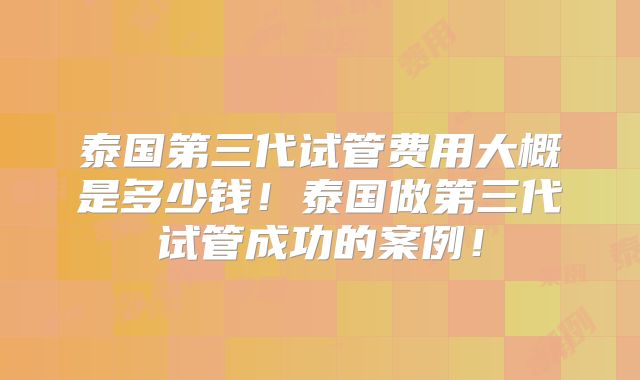 泰国第三代试管费用大概是多少钱!泰国做第三代试管成功的案例!