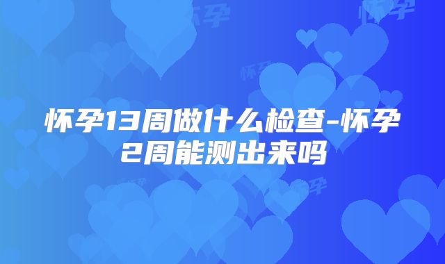怀孕13周做什么检查-怀孕2周能测出来吗