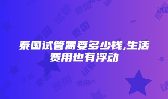 泰国试管需要多少钱,生活费用也有浮动