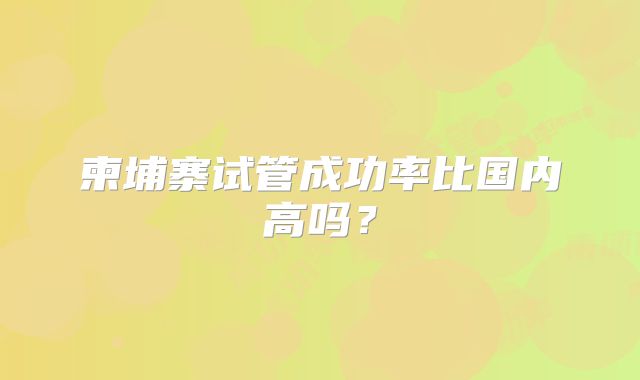 柬埔寨试管成功率比国内高吗？