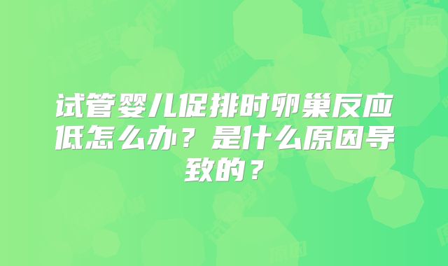 试管婴儿促排时卵巢反应低怎么办?是什么原因导致的?