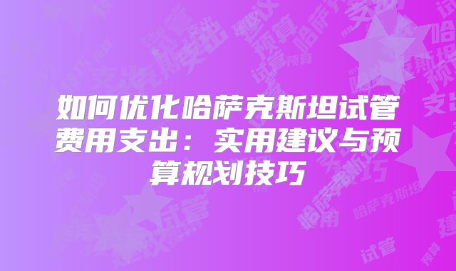 如何优化哈萨克斯坦试管费用支出：实用建议与预算规划技巧