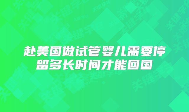 赴美国做试管婴儿需要停留多长时间才能回国