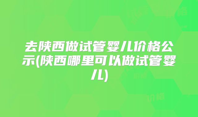 去陕西做试管婴儿价格公示(陕西哪里可以做试管婴儿)