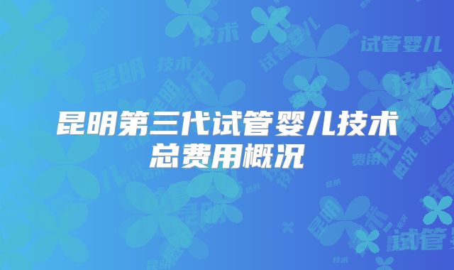 昆明第三代试管婴儿技术总费用概况