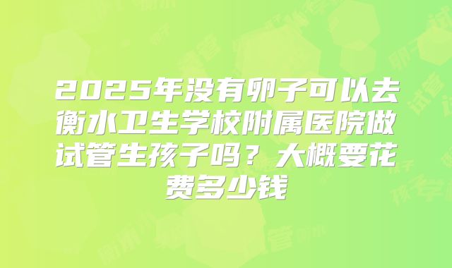 2025年没有卵子可以去衡水卫生学校附属医院做试管生孩子吗?大概要花费多少钱