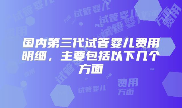 国内第三代试管婴儿费用明细，主要包括以下几个方面