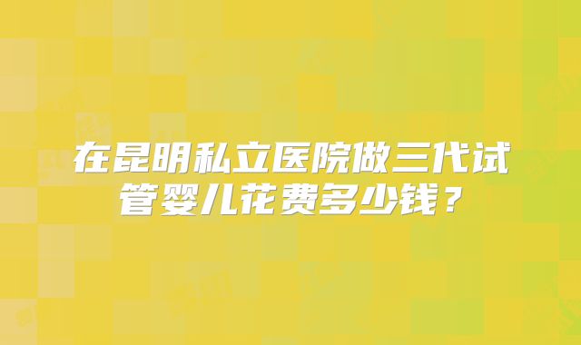 在昆明私立医院做三代试管婴儿花费多少钱？