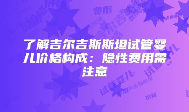 了解吉尔吉斯斯坦试管婴儿价格构成:隐性费用需注意