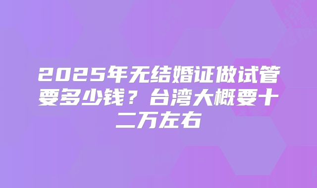 2025年无结婚证做试管要多少钱？台湾大概要十二万左右