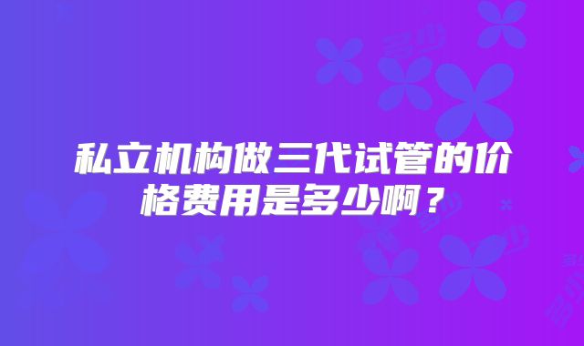私立机构做三代试管的价格费用是多少啊？