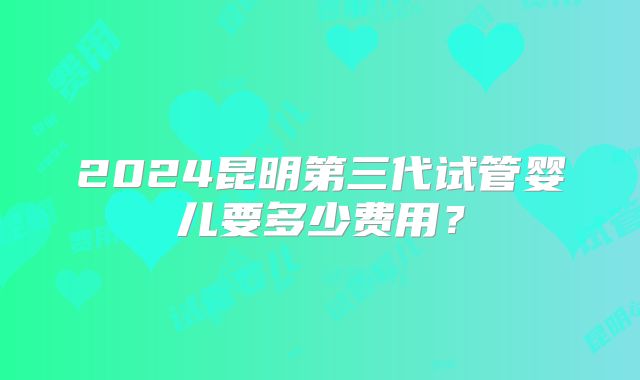 2024昆明第三代试管婴儿要多少费用？