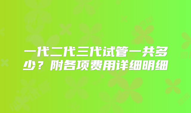 一代二代三代试管一共多少？附各项费用详细明细