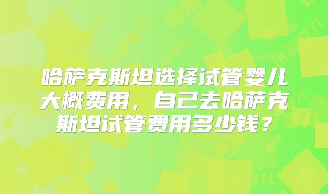 哈萨克斯坦选择试管婴儿大概费用,自己去哈萨克斯坦试管费用多少钱?