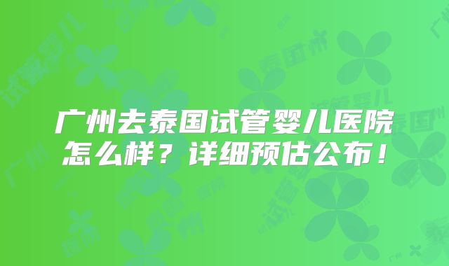广州去泰国试管婴儿医院怎么样？详细预估公布！