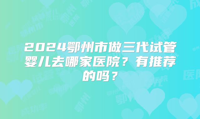 2024鄂州市做三代试管婴儿去哪家医院？有推荐的吗？